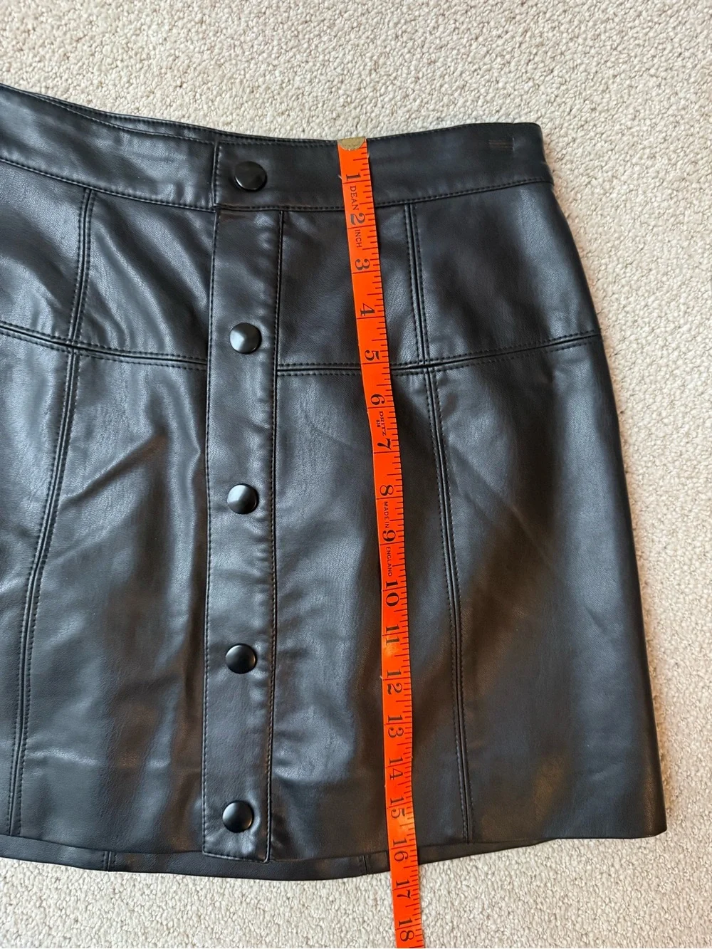 Free People “Oh Snap” Black Vegan Leather Snap Front Mini Skirt - Size 4